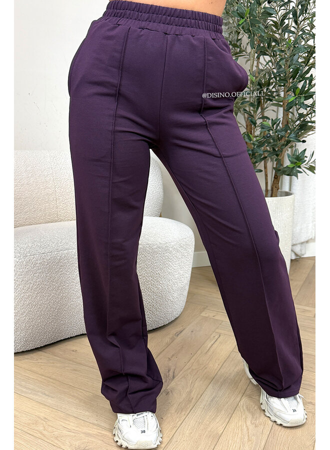 PURPLE - 'EVI COMFY PANTS' - PREMIUM QUALITY WIDE LEG JOGGER PANTS