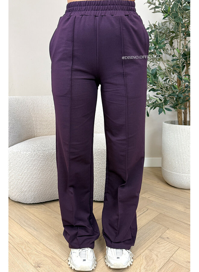 PURPLE - 'EVI COMFY PANTS' - PREMIUM QUALITY WIDE LEG JOGGER PANTS