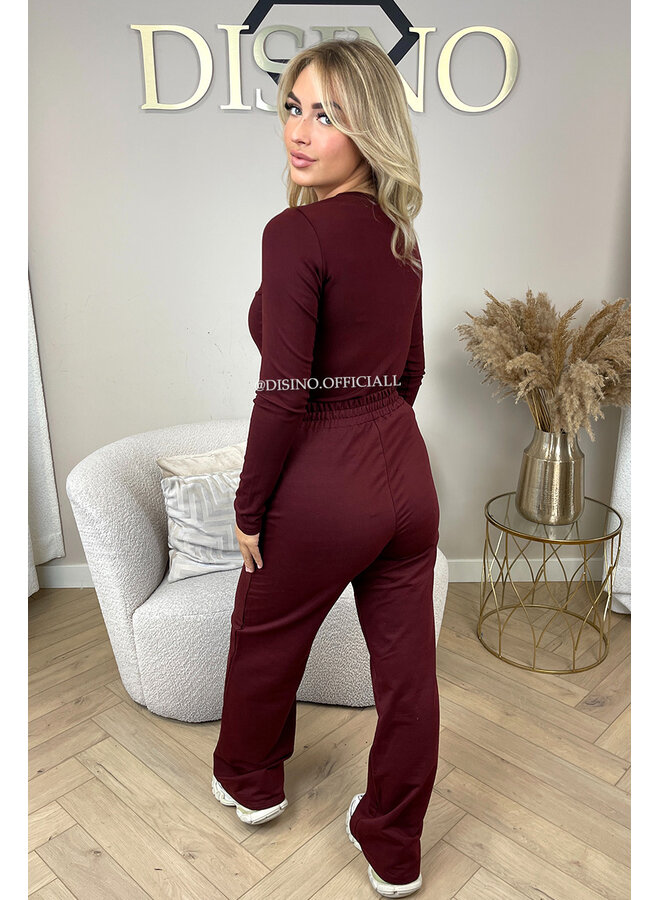 BORDEAUX - 'LINDSEY TOP' - STRETCH PERFECT FIT LONG SLEEVE TOP