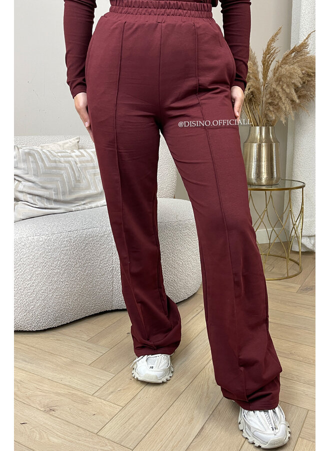 BORDEAUX - 'EVI COMFY PANTS' - PREMIUM QUALITY WIDE LEG JOGGER PANTS