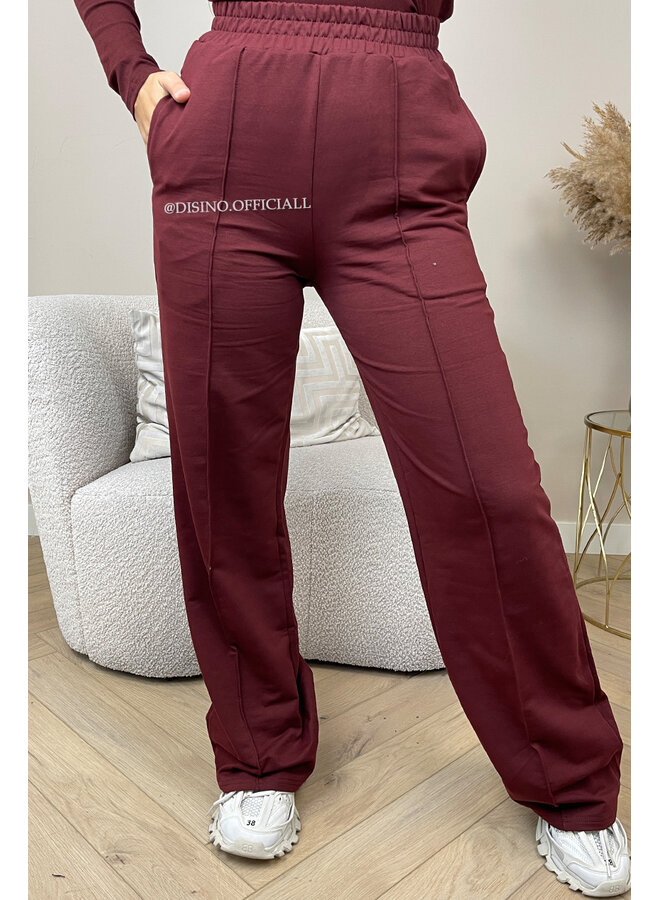 BORDEAUX - 'EVI COMFY PANTS' - PREMIUM QUALITY WIDE LEG JOGGER PANTS