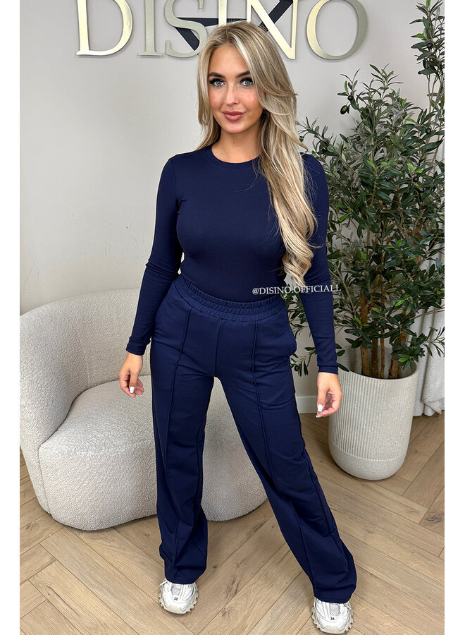 NAVY BLUE - 'KRISTEL BODY' - ROUND NECK PERFECT FIT BODYSUIT