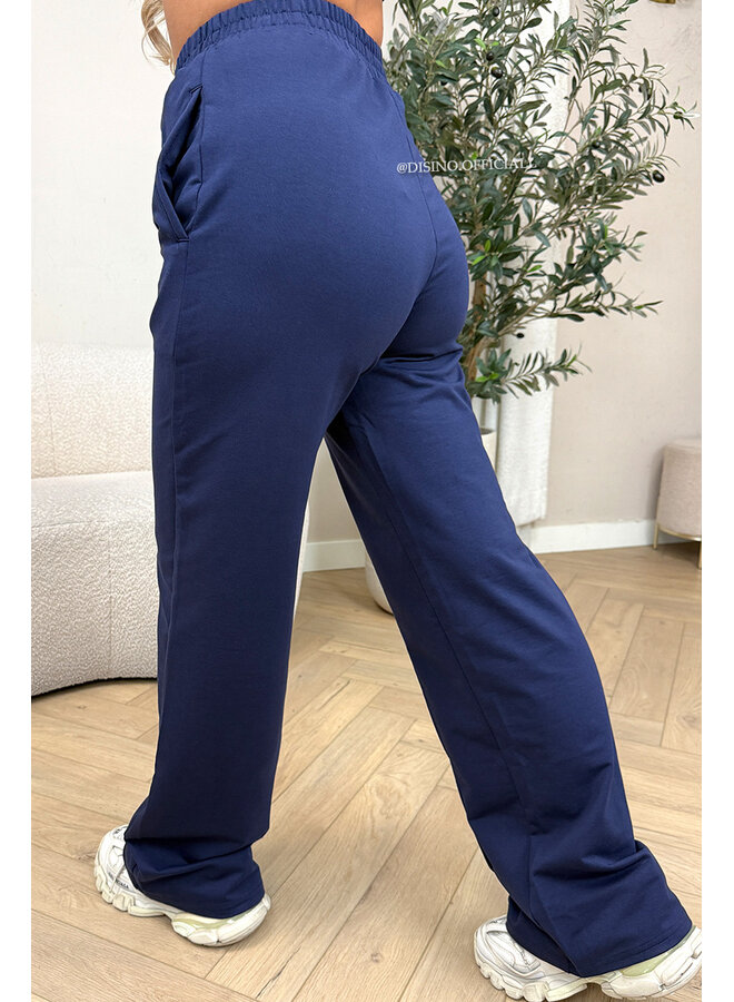 NAVY BLUE - 'EVI COMFY PANTS' - PREMIUM QUALITY WIDE LEG JOGGER PANTS