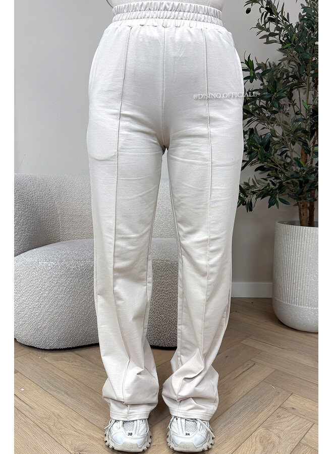 BEIGE - 'EVI COMFY PANTS' - PREMIUM QUALITY WIDE LEG JOGGER PANTS