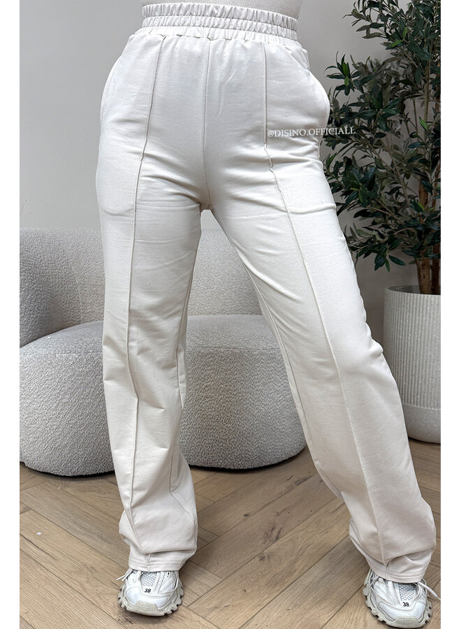 BEIGE - 'EVI COMFY PANTS' - PREMIUM QUALITY WIDE LEG JOGGER PANTS