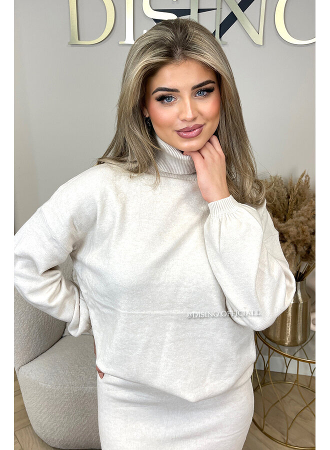 BEIGE - 'MELISSA SET' - PREMIUM QUALITY SOFT COL + MAXI SKIRT COMFY SET