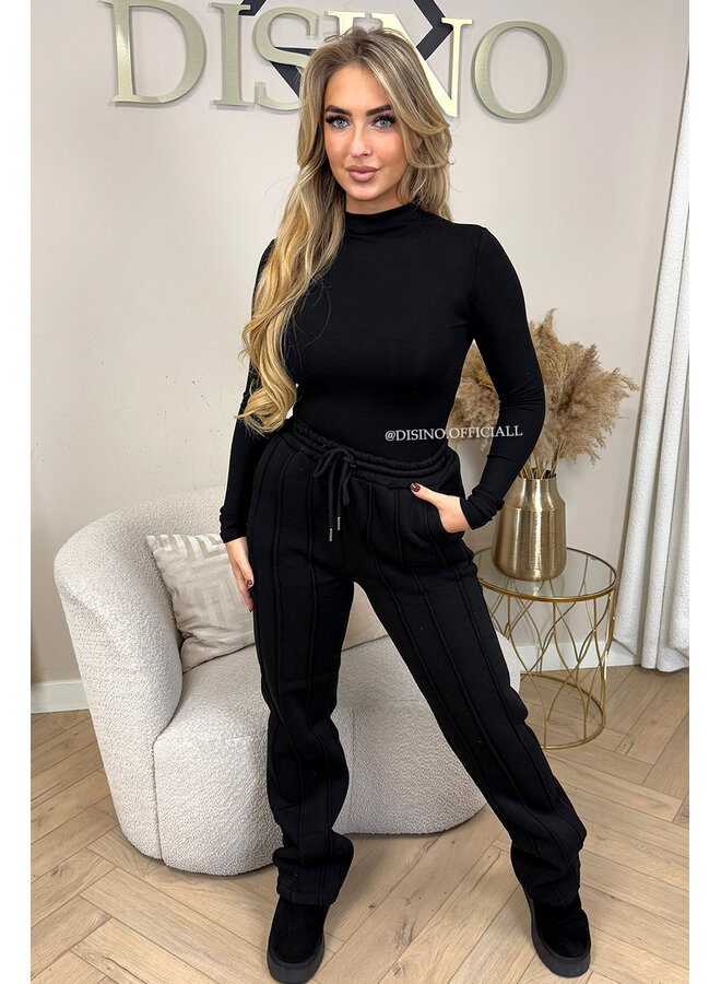 BLACK - 'KENDALL JOGGER' - PREMIUM QUALITY INSPIRED STRIPED JOGGER