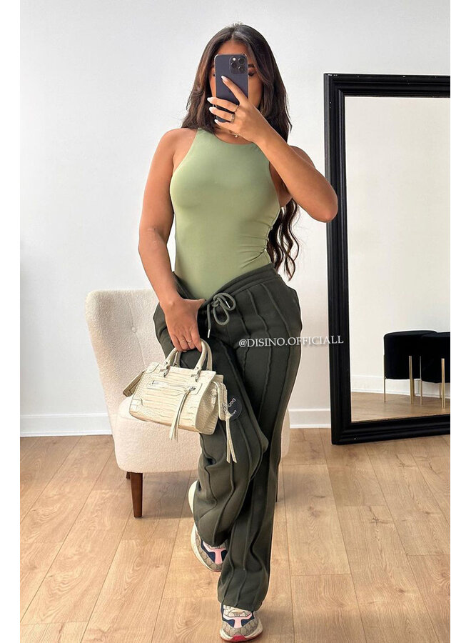 ARMY GREEN - 'KENDALL JOGGER' - PREMIUM QUALITY INSPIRED STRIPED JOGGER