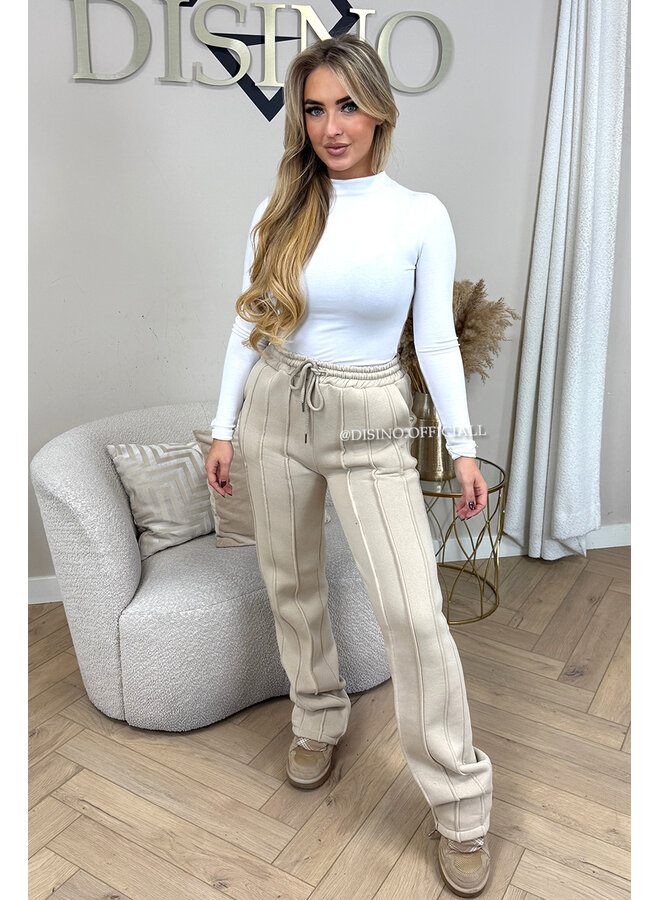 BEIGE - 'KENDALL JOGGER' - PREMIUM QUALITY INSPIRED STRIPED JOGGER