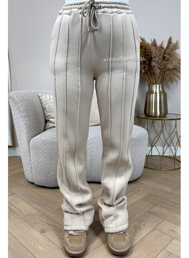 BEIGE - 'KENDALL JOGGER' - PREMIUM QUALITY INSPIRED STRIPED JOGGER