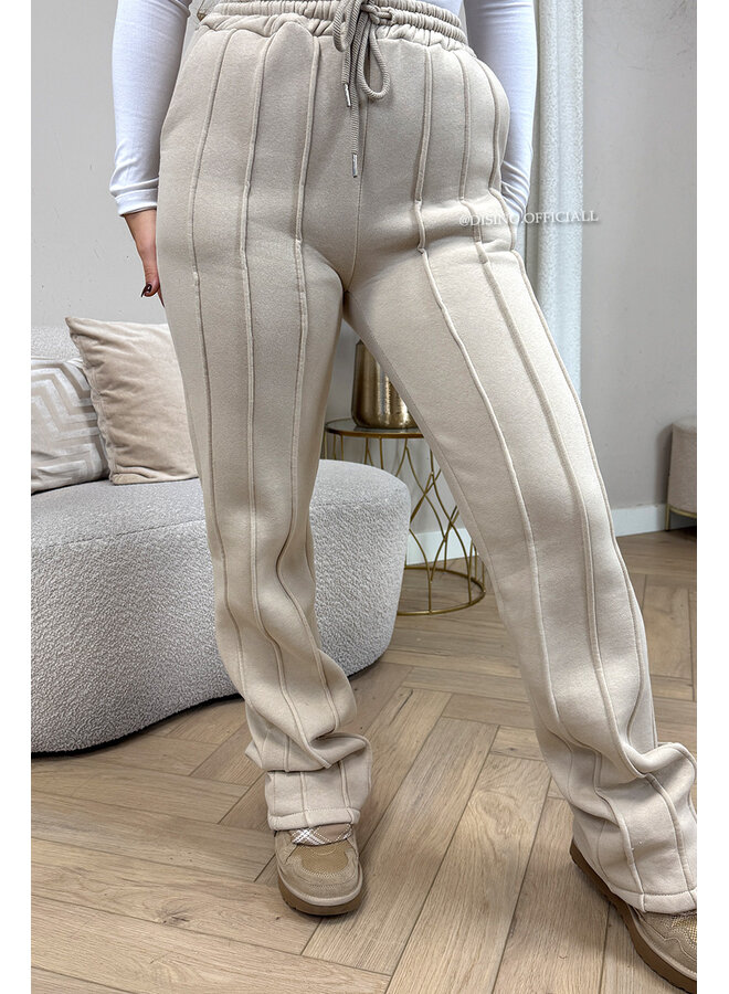 BEIGE - 'KENDALL JOGGER' - PREMIUM QUALITY INSPIRED STRIPED JOGGER