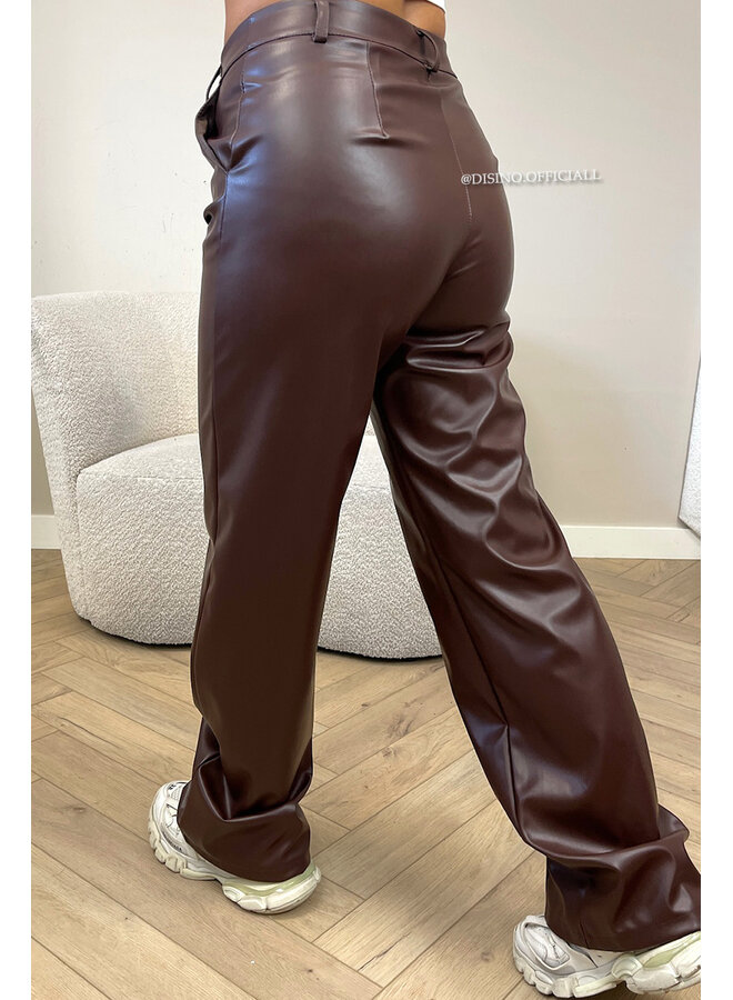 CHOCO - 'SKYLA LEATHER' - HIGH WAIST VEGAN LEATHER STRAIGHT LEG PANTS