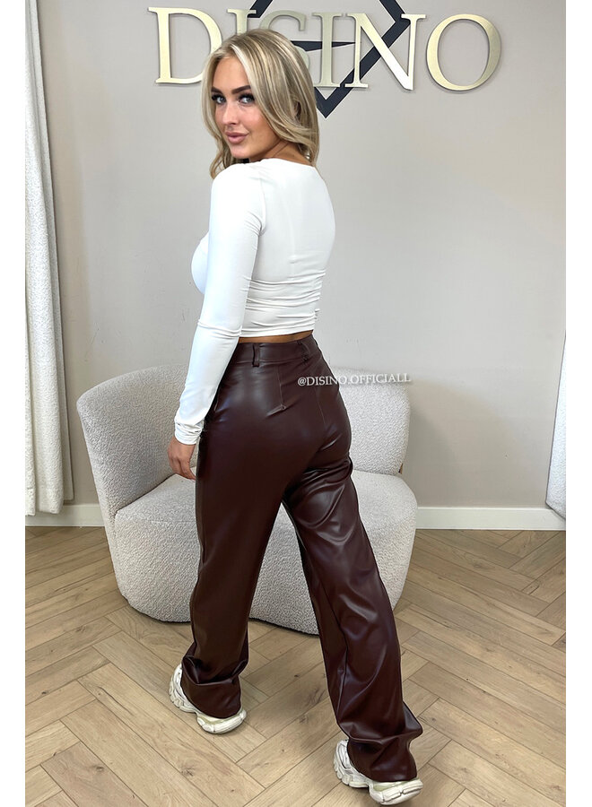 CHOCO - 'SKYLA LEATHER' - HIGH WAIST VEGAN LEATHER STRAIGHT LEG PANTS