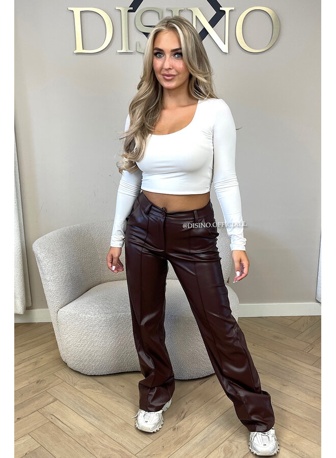 CHOCO - 'SKYLA LEATHER' - HIGH WAIST VEGAN LEATHER STRAIGHT LEG PANTS
