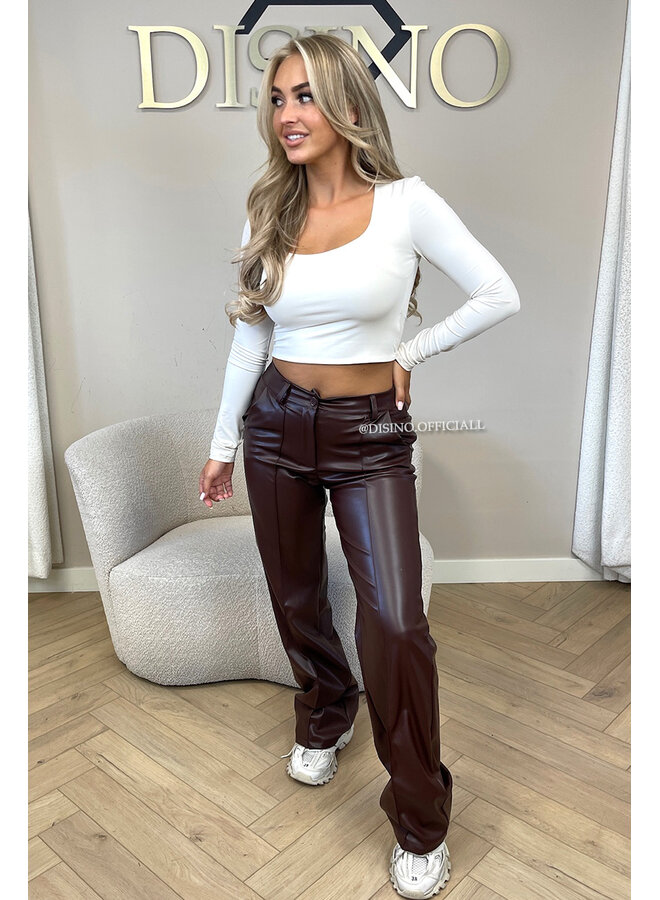 CHOCO - 'SKYLA LEATHER' - HIGH WAIST VEGAN LEATHER STRAIGHT LEG PANTS