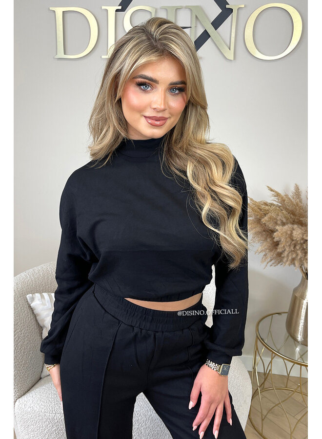 BLACK - 'EVI SET' - PREMIUM QUALITY WIDE LEG TWO PIECE SET