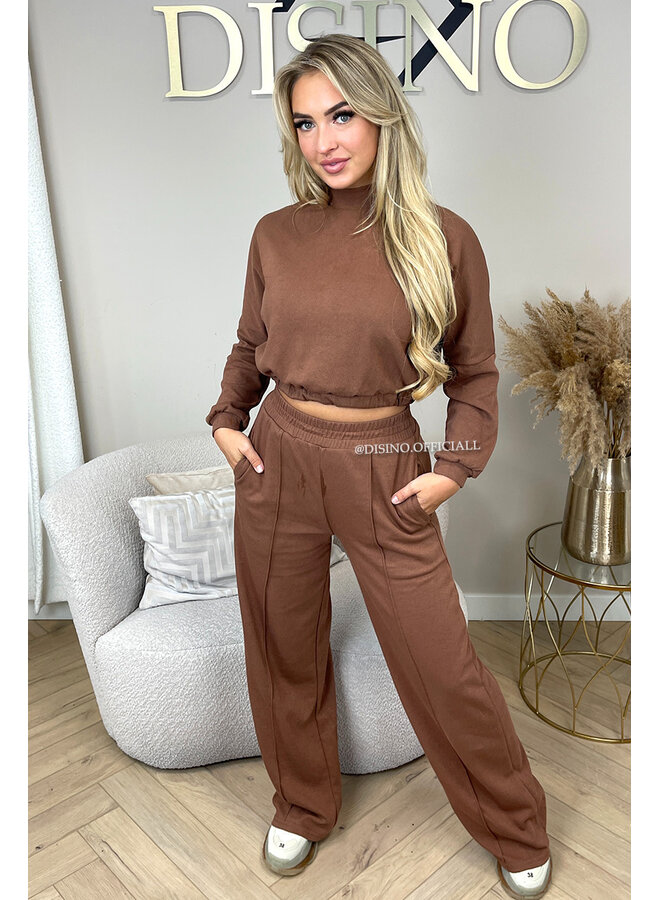 CAMEL - 'EVI SET' - PREMIUM QUALITY WIDE LEG + SWEATER TWO PIECE SET