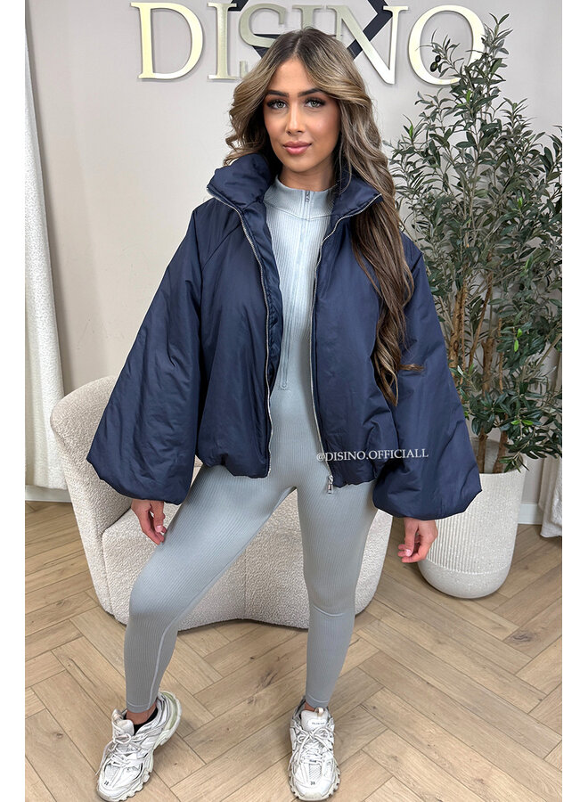 NAVY BLUE - 'BOMBETTA' - OVERSIZED PUFFER BOMBER JACKET