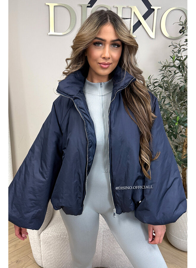 NAVY BLUE - 'BOMBETTA' - OVERSIZED PUFFER BOMBER JACKET