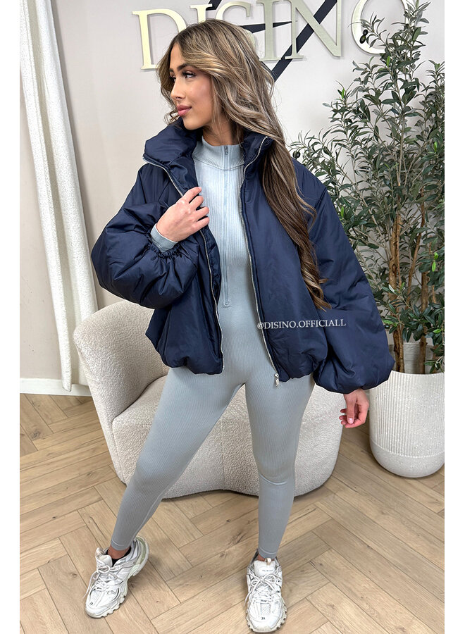 NAVY BLUE - 'BOMBETTA' - OVERSIZED PUFFER BOMBER JACKET