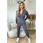 DARK GREY - 'TYRA' - SUPER SHAPING RIBBED ZIPPER SEAMLESS JUMPSUIT