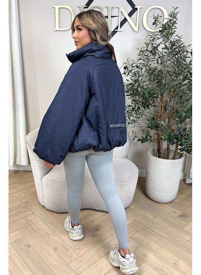 NAVY BLUE - 'BOMBETTA' - OVERSIZED PUFFER BOMBER JACKET