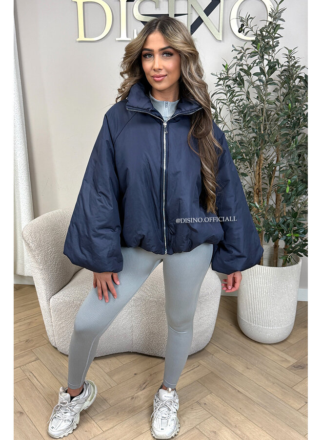 NAVY BLUE - 'BOMBETTA' - OVERSIZED PUFFER BOMBER JACKET