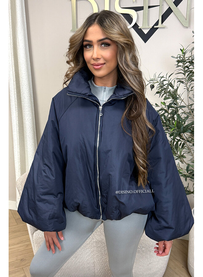 NAVY BLUE - 'BOMBETTA' - OVERSIZED PUFFER BOMBER JACKET