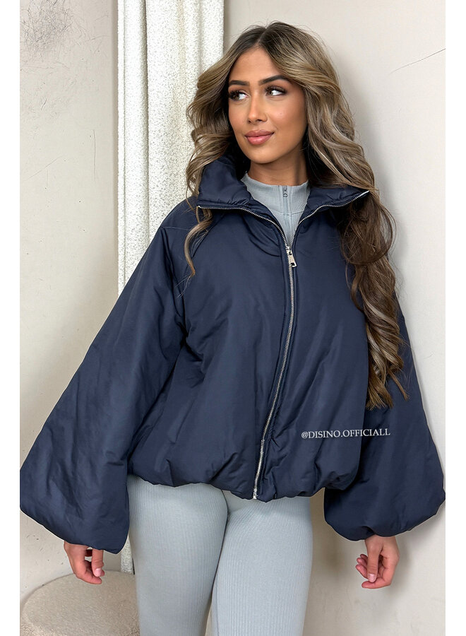 NAVY BLUE - 'BOMBETTA' - OVERSIZED PUFFER BOMBER JACKET