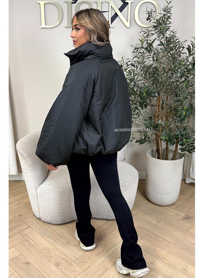 BLACK - 'BOMBETTA' - OVERSIZED PUFFER BOMBER JACKET