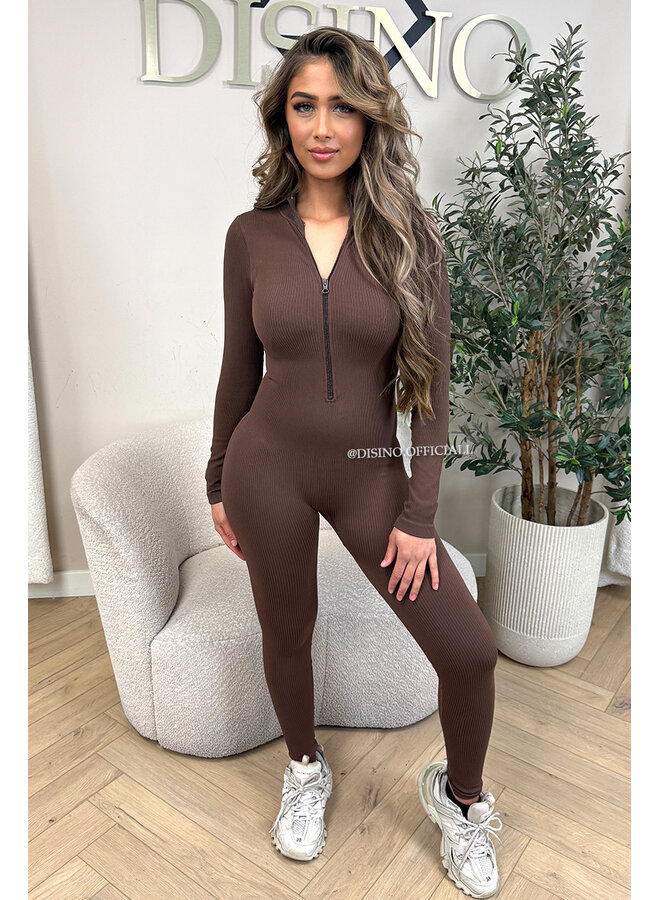CHOCO - 'TYRA' - SUPER SHAPING RIBBED ZIPPER JUMPSUIT
