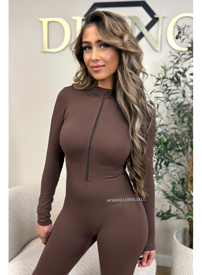 CHOCO - 'TYRA' - SUPER SHAPING RIBBED ZIPPER JUMPSUIT