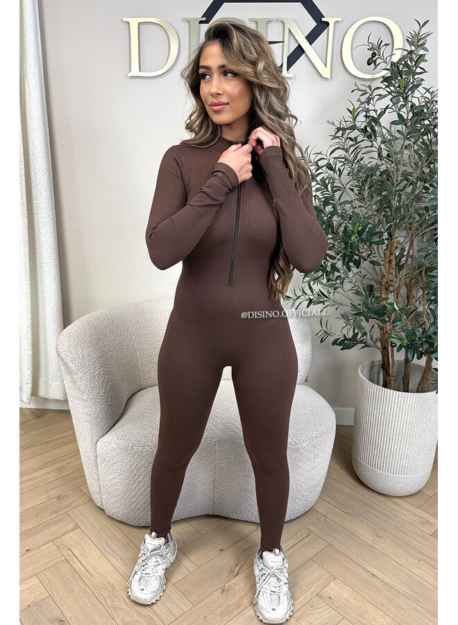 CHOCO - 'TYRA' - SUPER SHAPING RIBBED ZIPPER JUMPSUIT