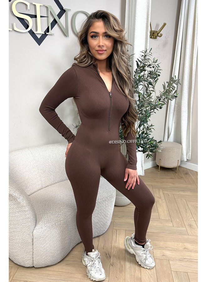 CHOCO - 'TYRA' - SUPER SHAPING RIBBED ZIPPER JUMPSUIT