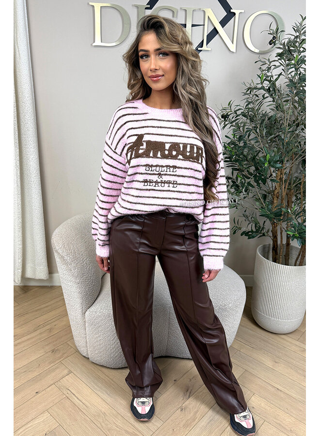 PINK - 'STRIPED AMOUR KNIT' - STRIPED OVERSIZED KNIT