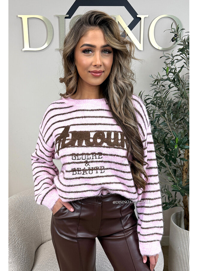 PINK - 'STRIPED AMOUR KNIT' - STRIPED OVERSIZED KNIT