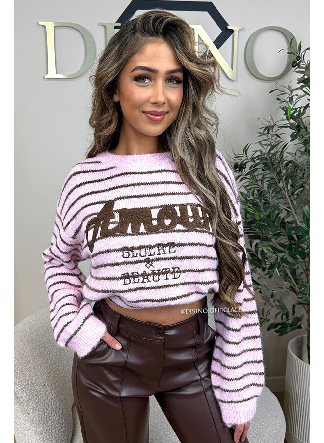 PINK - 'STRIPED AMOUR KNIT' - STRIPED OVERSIZED KNIT