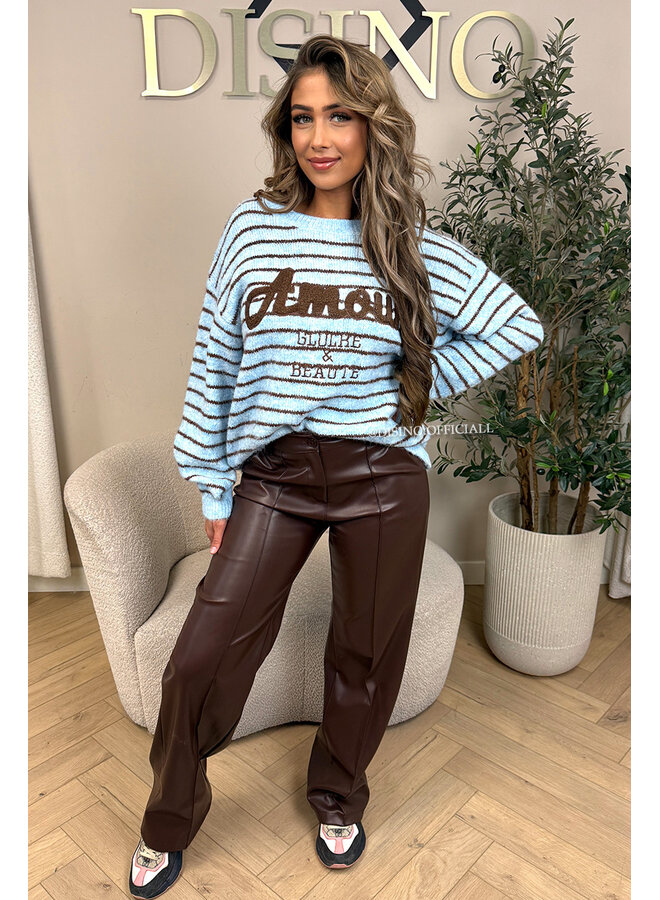 LIGHT BLUE - 'STRIPED AMOUR KNIT' - STRIPED OVERSIZED KNIT