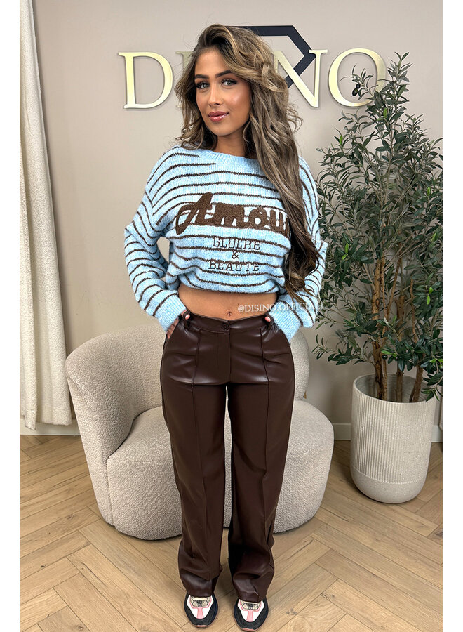 LIGHT BLUE - 'STRIPED AMOUR KNIT' - STRIPED OVERSIZED KNIT