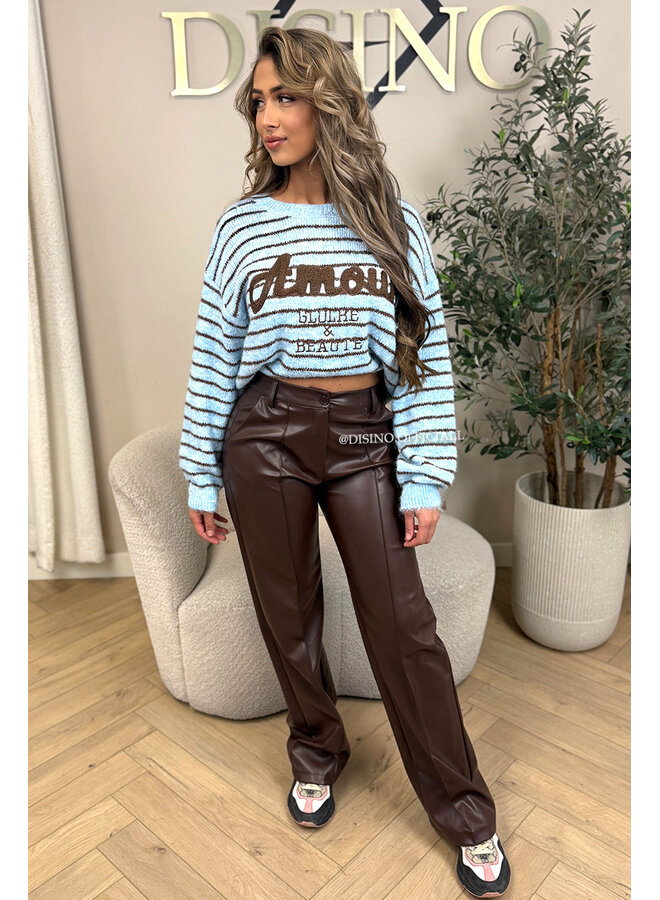 LIGHT BLUE - 'STRIPED AMOUR KNIT' - STRIPED OVERSIZED KNIT