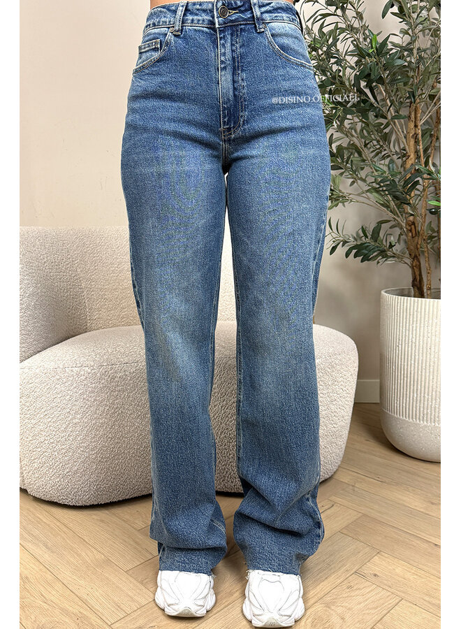 DIRTY DARK BLUE - 'VANCOUVER' - STRETCH EXTRA LONG WIDE LEG JEANS