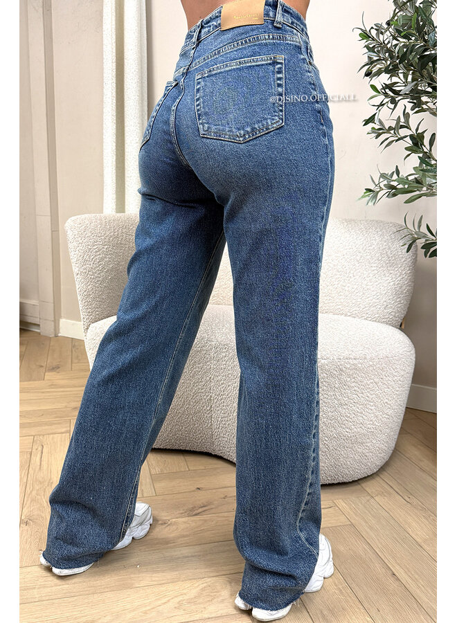 DIRTY DARK BLUE - 'VANCOUVER' - STRETCH EXTRA LONG WIDE LEG JEANS