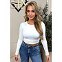 WHITE - 'BECKY' - PERFECT LONG SLEEVE CROP TOP