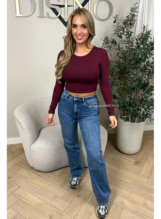 BORDEAUX - 'BECKY' - PERFECT LONG SLEEVE CROP TOP