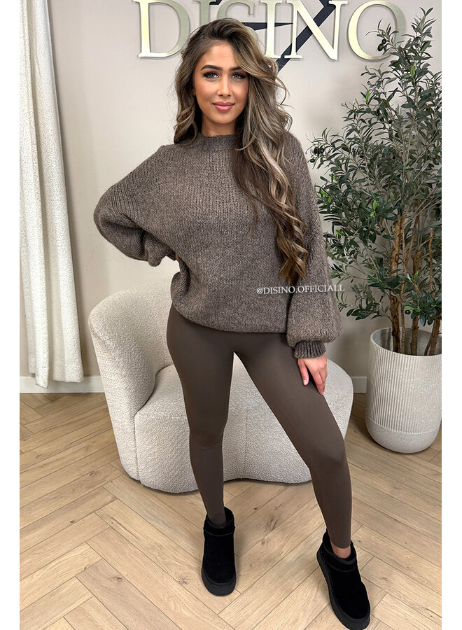 TAUPE - 'FLEECE LEGGING' - SHAPING PERFECT FLEECE LEGGING