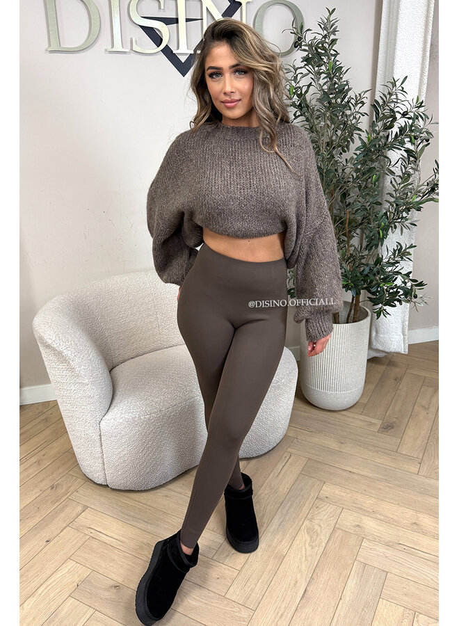 TAUPE - 'FLEECE LEGGING' - SHAPING PERFECT FLEECE LEGGING