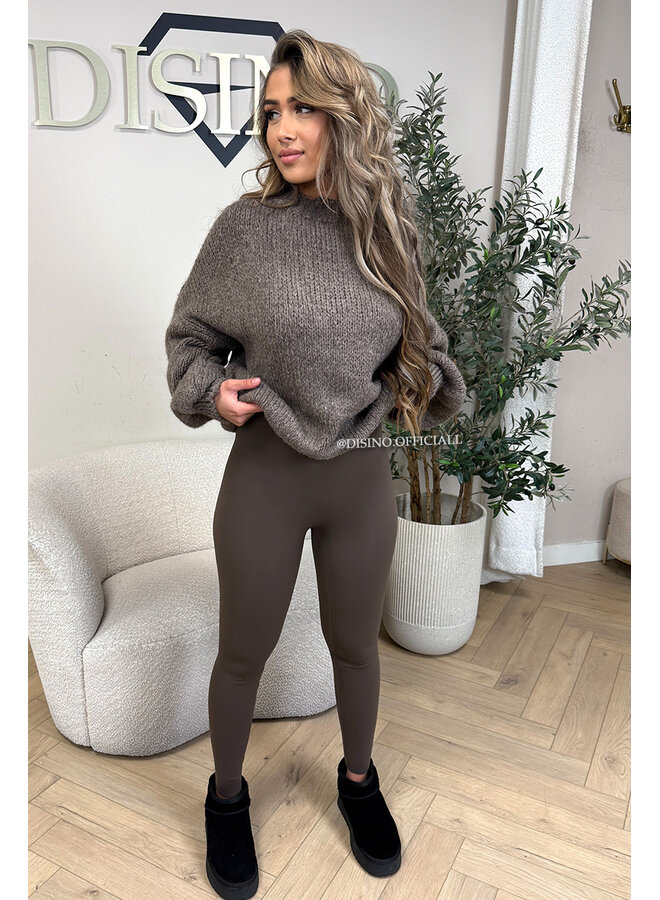 TAUPE - 'SOPHIA BALLOON SLEEVE' - OVERSIZED PREMIUM QUALITY BELL SLEEVE KNIT