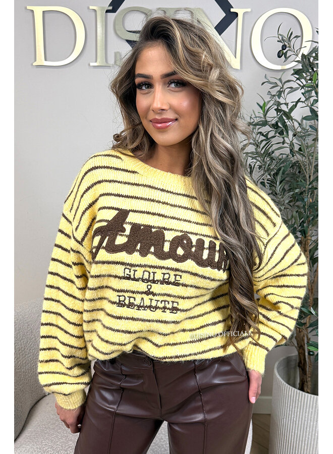 YELLOW - 'STRIPED AMOUR KNIT' - STRIPED OVERSIZED KNIT