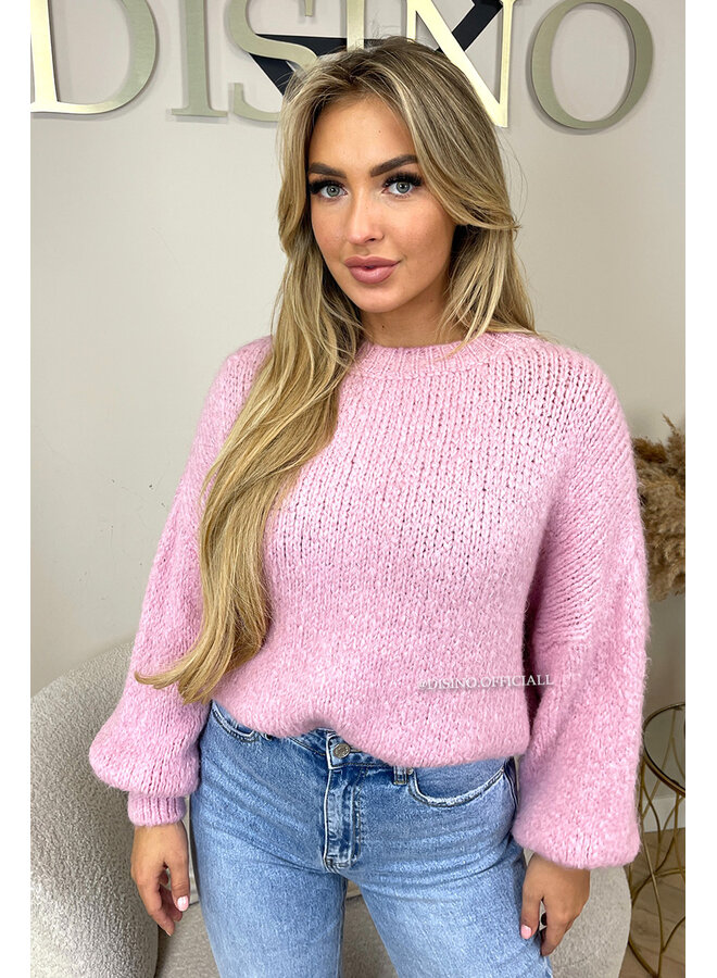 PINK - 'SOPHIA BALLOON SLEEVE' - OVERSIZED PREMIUM QUALITY BELL SLEEVE KNIT