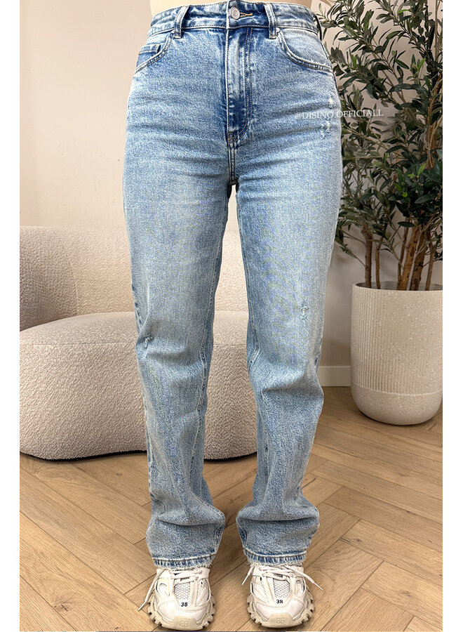 DIRTY BLUE - 'MCKENZIE' - HIGH WAIST STRETCH WIDE LEG JEANS